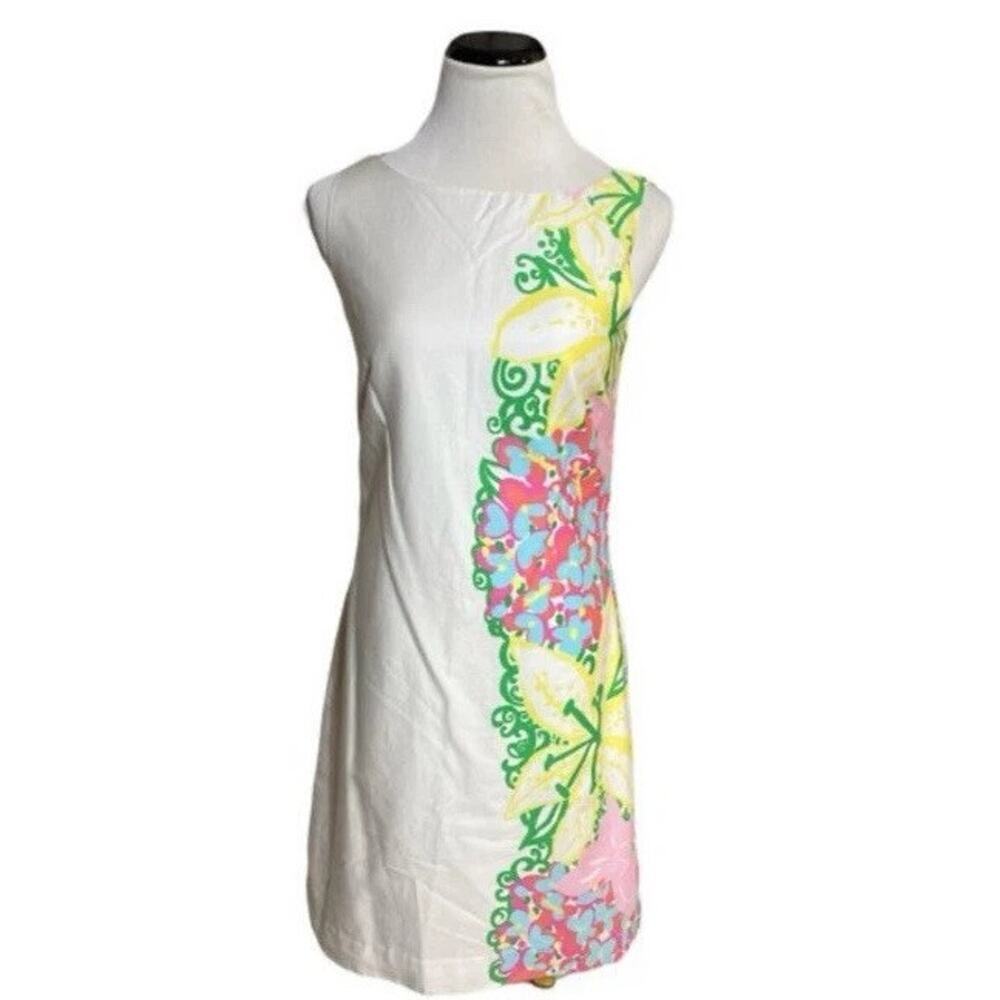 Lilly Pulitzer Margot Mariposa Placed White Shift Dress Sleeveless Mini Size 0